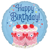 An 18 inch Happy Birthday Cherries on Top Foil Balloon, manufactured by Anagram.