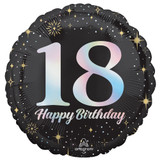 An 18 inch Sparkling 18th Birthday Foil Balloon, manufactured by Anagram.