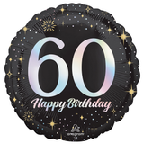 An 18 inch Sparkling 60th Birthday Foil Balloon, manufactured by Anagram.