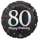 An 18 inch Sparkling 80th Birthday Foil Balloon, manufactured by Anagram.