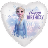 An 18 inch Frozen Elsa happy birthday heart foil balloon, manufactured by Folat.