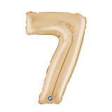A 26 inch White Gold Number 7 Foil Balloon, manufactured by Grabo