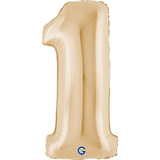 A 40 inch White Gold Number 1 Foil Balloon, manufactured by Grabo