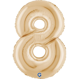 A 40 inch White Gold Number 8 Foil Balloon, manufactured by Grabo.