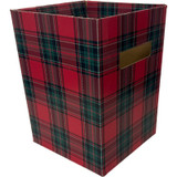 A Red Tartan Flower Box with handles.