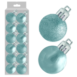 A set of 12 3cm Ice Blue Assorted Baubles.