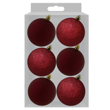 A set of 6 8cm Red Wine Assorted Baubles.