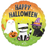 An 18 inch happy Halloween purr-fect party foil balloon, manufactured by Anagram.