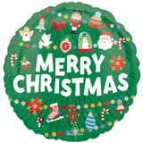 An 18 inch merry Chirstmas timeless tree foil balloon, manufactured by Anagram.