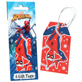 A pack of 6 Spiderman Christmas Gift Tags.