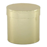 A Metallic Gold Hat Box.