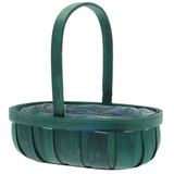 A dark green softwood trug basket, measuring approx. 28cm in length.