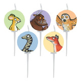 A pack of 5 The Gruffalo character candles, manufactured by Anniversary House.