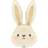 A 33 inch Cream Cute Bunny Head Foil Balloon, manufactured by Grabo.