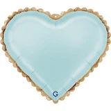 An 18 inch Pastel Blue Gold Lace Heart Foil Balloon, manufactured by Grabo.