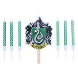 A pack of 7, Slytherin Harry Potter Cake Candles.
