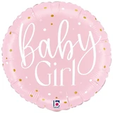 An 18 inch Baby Girl Pink Dots Round Foil Balloon, manufactured by Betallic.