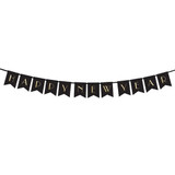 Happy New Year Black & Gold Paper Pennant Garland - 1.7m (1)