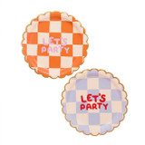 A pack of 8 Playful Brights Let's Paper Plates.