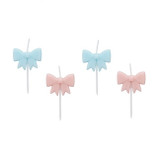 A pack of 4 Pastel Pink & Blue Bow Candles.