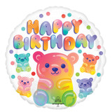 An 18 inch Gummy Bear Birthday Foil Balloon, manufactured by Anagram.