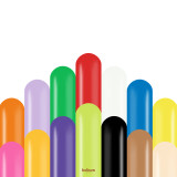 A pack of 50 160 Standard Assorted Kalisan Nozzle Up Entertainer Balloons.