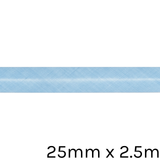 A reel of Pale Blue Polycotton Bias Binding, measuring approx. 25mm x 2.5m.