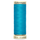 A 100m spool of Cyan Blue Sew All Thread, manufactured by Gutermann.