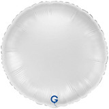 18" White Satin Round Foil Balloon (1) - UNPACKAGED