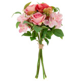 39cm Dark Pink Rose and Greenery Bouquet (1)