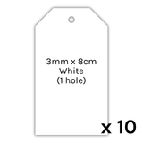 White Acrylic Squared Gift Tags - 3mm x 8cm (1 hole) (10)