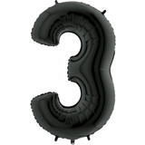 40 inch Black Number 3 Foil Balloon (1)