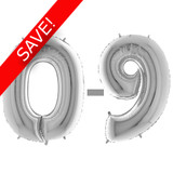 40 inch Silver Numbers Starter Kit - 36 Balloons