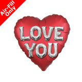 9 inch Love You Letters Satin Foil Balloon (1) - UNPACKAGED