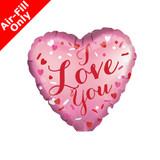 9 inch I Love You Confetti Satin Foil Balloon (1) - UNPACKAGED