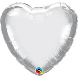 18" Chrome Silver Heart Foil Balloon (1) - UNPACKAGED