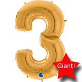 64 inch Gold Number 3 Foil Balloon (1)