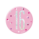 3 inch 16th Birthday Glitz Pink & Silver Badge (1)