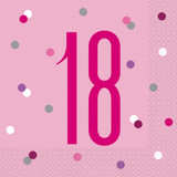 18th Birthday Glitz Pink & Silver Paper Napkins (16)
