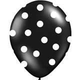 12 inch Pastel Black Polka Dot Latex Balloons (50)