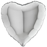 18" Grabo Silver Heart Foil Balloon (1) - UNPACKAGED