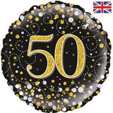 18 inch 50th Birthday Black & Gold Fizz Foil Balloon (1)