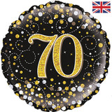18 inch 70th Birthday Black & Gold Fizz Foil Balloon (1)