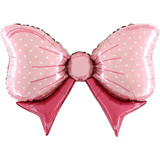 43 inch Pink Polka Dot Bow Foil Balloon (1)