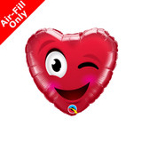 9 inch Smiling Wink Heart Foil Balloon (1) - UNPACKAGED