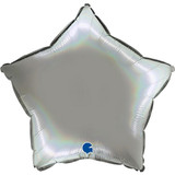 18" Platinum Pure Grey Star Foil Balloon (1) - UNPACKAGED