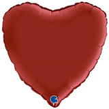 18" Ruby Red Satin Heart Foil Balloon (1) - UNPACKAGED