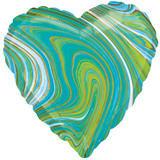 18 inch Marblez Blue Green Heart Foil Balloon (1)