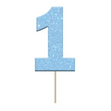 Blue Glitter Number 1 Cake Toppers (12)