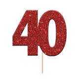 Ruby Glitter Forty Cake Toppers (12)
